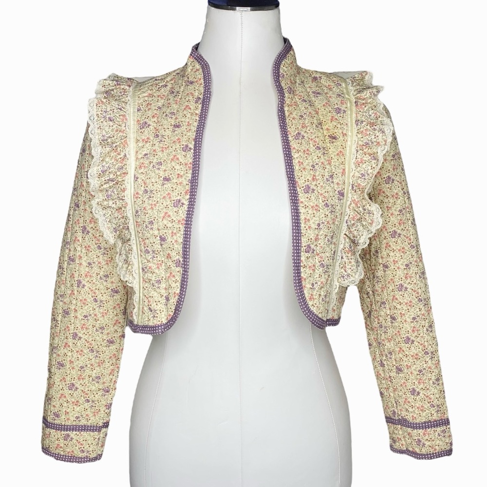 Gunne Sax Floral Ruffle Bolero Jacket